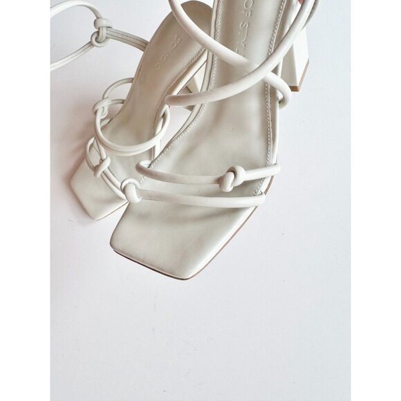 NWOB SONG OF STYLE Noelle White Leather Knotted Block Heel Sandals, Size 5.5 - Picture 7 of 14